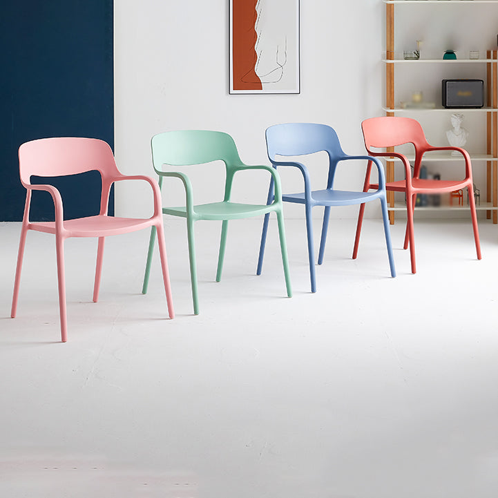 Plastic Stackable Dining Chair Contemporary Design Multicolor Arm Chair Clearhalo ' kitchen&dining_furn' 'Dining Chairs' 'Dining Tables & Seating' 'dining_chair' 'furn' 'furn_dining_chair' 'Furniture' 'furniture_dining_chair' 'Kitchen & Dining Furniture' 'kitchen' 3574543