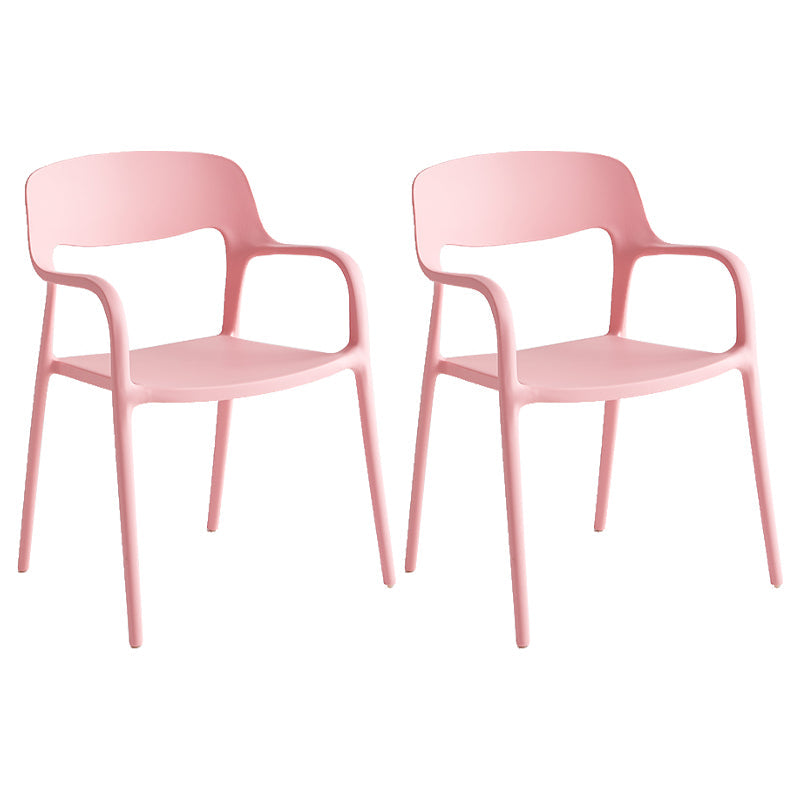 Plastic Stackable Dining Chair Contemporary Design Multicolor Arm Chair Pink 2 Piece Set Clearhalo ' kitchen&dining_furn' 'Dining Chairs' 'Dining Tables & Seating' 'dining_chair' 'furn' 'furn_dining_chair' 'Furniture' 'furniture_dining_chair' 'Kitchen & Dining Furniture' 'kitchen' 3574545