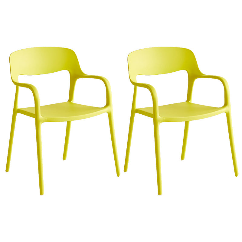 Plastic Stackable Dining Chair Contemporary Design Multicolor Arm Chair Yellow 2 Piece Set Clearhalo ' kitchen&dining_furn' 'Dining Chairs' 'Dining Tables & Seating' 'dining_chair' 'furn' 'furn_dining_chair' 'Furniture' 'furniture_dining_chair' 'Kitchen & Dining Furniture' 'kitchen' 3574548