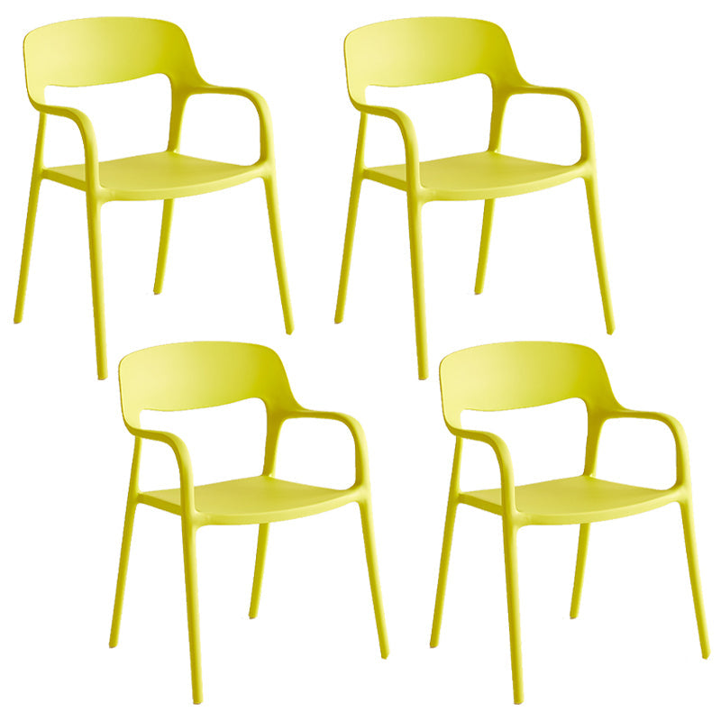 Plastic Stackable Dining Chair Contemporary Design Multicolor Arm Chair Yellow 4 Piece Set Clearhalo ' kitchen&dining_furn' 'Dining Chairs' 'Dining Tables & Seating' 'dining_chair' 'furn' 'furn_dining_chair' 'Furniture' 'furniture_dining_chair' 'Kitchen & Dining Furniture' 'kitchen' 3574549