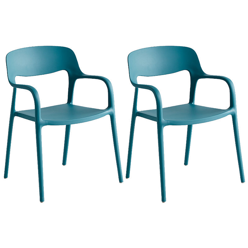 Plastic Stackable Dining Chair Contemporary Design Multicolor Arm Chair Blue 2 Piece Set Clearhalo ' kitchen&dining_furn' 'Dining Chairs' 'Dining Tables & Seating' 'dining_chair' 'furn' 'furn_dining_chair' 'Furniture' 'furniture_dining_chair' 'Kitchen & Dining Furniture' 'kitchen' 3574551