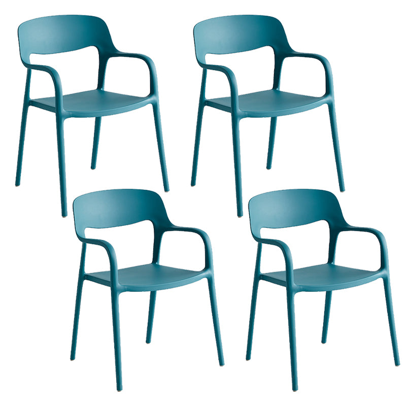 Plastic Stackable Dining Chair Contemporary Design Multicolor Arm Chair Blue 4 Piece Set Clearhalo ' kitchen&dining_furn' 'Dining Chairs' 'Dining Tables & Seating' 'dining_chair' 'furn' 'furn_dining_chair' 'Furniture' 'furniture_dining_chair' 'Kitchen & Dining Furniture' 'kitchen' 3574552