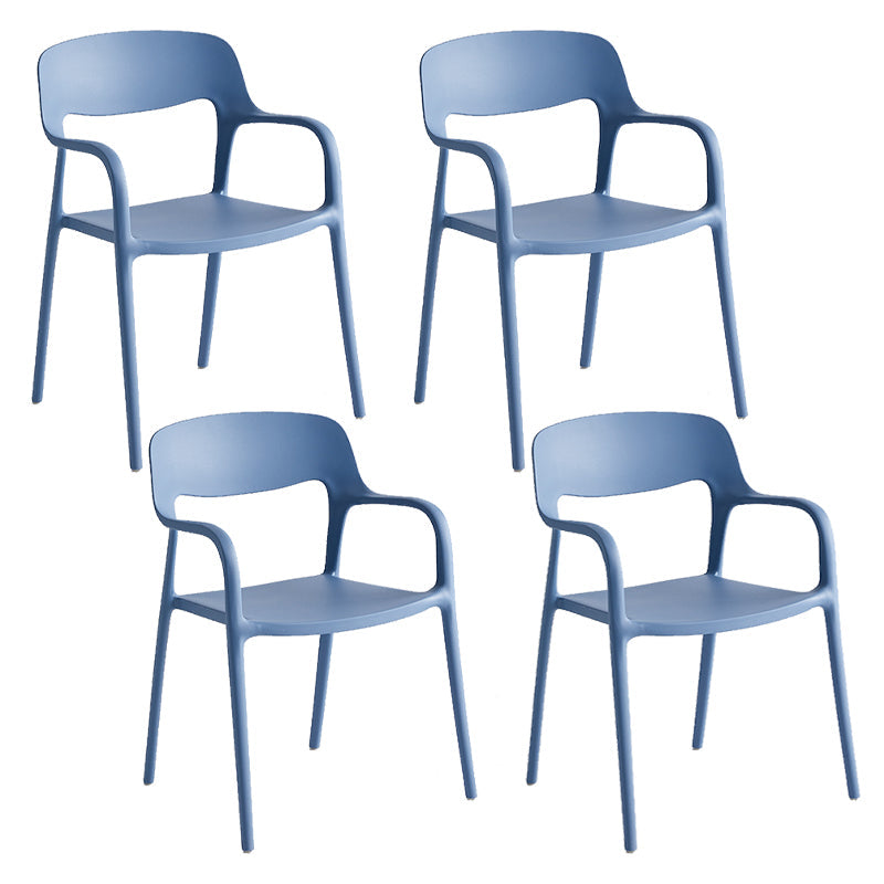 Plastic Stackable Dining Chair Contemporary Design Multicolor Arm Chair Gray-Blue 4 Piece Set Clearhalo ' kitchen&dining_furn' 'Dining Chairs' 'Dining Tables & Seating' 'dining_chair' 'furn' 'furn_dining_chair' 'Furniture' 'furniture_dining_chair' 'Kitchen & Dining Furniture' 'kitchen' 3574558