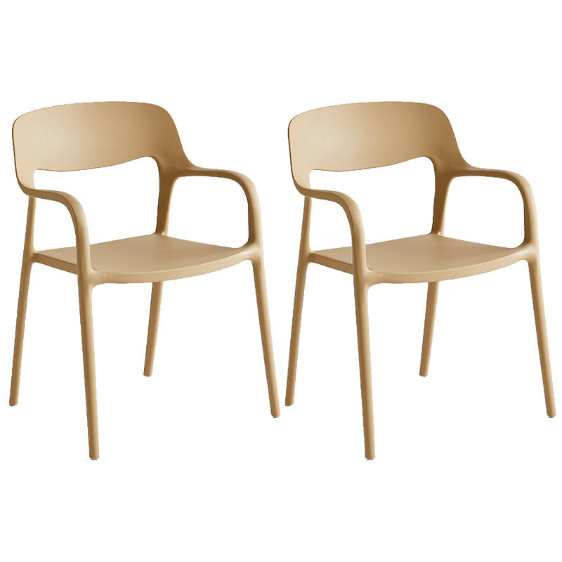 Plastic Stackable Dining Chair Contemporary Design Multicolor Arm Chair Off-White 2 Piece Set Clearhalo ' kitchen&dining_furn' 'Dining Chairs' 'Dining Tables & Seating' 'dining_chair' 'furn' 'furn_dining_chair' 'Furniture' 'furniture_dining_chair' 'Kitchen & Dining Furniture' 'kitchen' 3574560