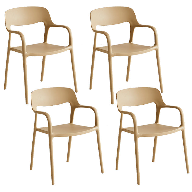 Plastic Stackable Dining Chair Contemporary Design Multicolor Arm Chair Off-White 4 Piece Set Clearhalo ' kitchen&dining_furn' 'Dining Chairs' 'Dining Tables & Seating' 'dining_chair' 'furn' 'furn_dining_chair' 'Furniture' 'furniture_dining_chair' 'Kitchen & Dining Furniture' 'kitchen' 3574561