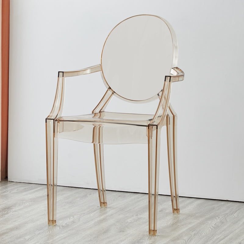 Contemporary Plastic Dining Chair Open Back Side Chair with 4 Legs for Home Use Coffee 1 Piece Clearhalo ' kitchen&dining_furn' 'Dining Chairs' 'Dining Tables & Seating' 'dining_chair' 'furn' 'furn_dining_chair' 'Furniture' 'furniture_dining_chair' 'Kitchen & Dining Furniture' 'kitchen' 3574574