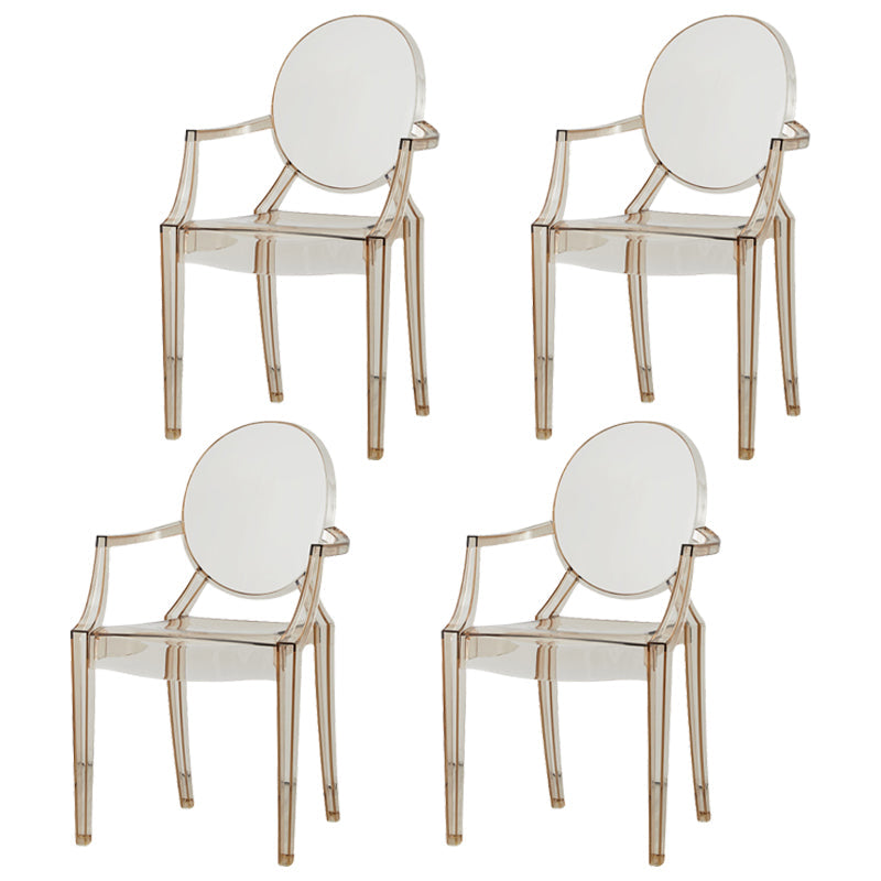 Contemporary Plastic Dining Chair Open Back Side Chair with 4 Legs for Home Use Coffee 4 Piece Set Clearhalo ' kitchen&dining_furn' 'Dining Chairs' 'Dining Tables & Seating' 'dining_chair' 'furn' 'furn_dining_chair' 'Furniture' 'furniture_dining_chair' 'Kitchen & Dining Furniture' 'kitchen' 3574578