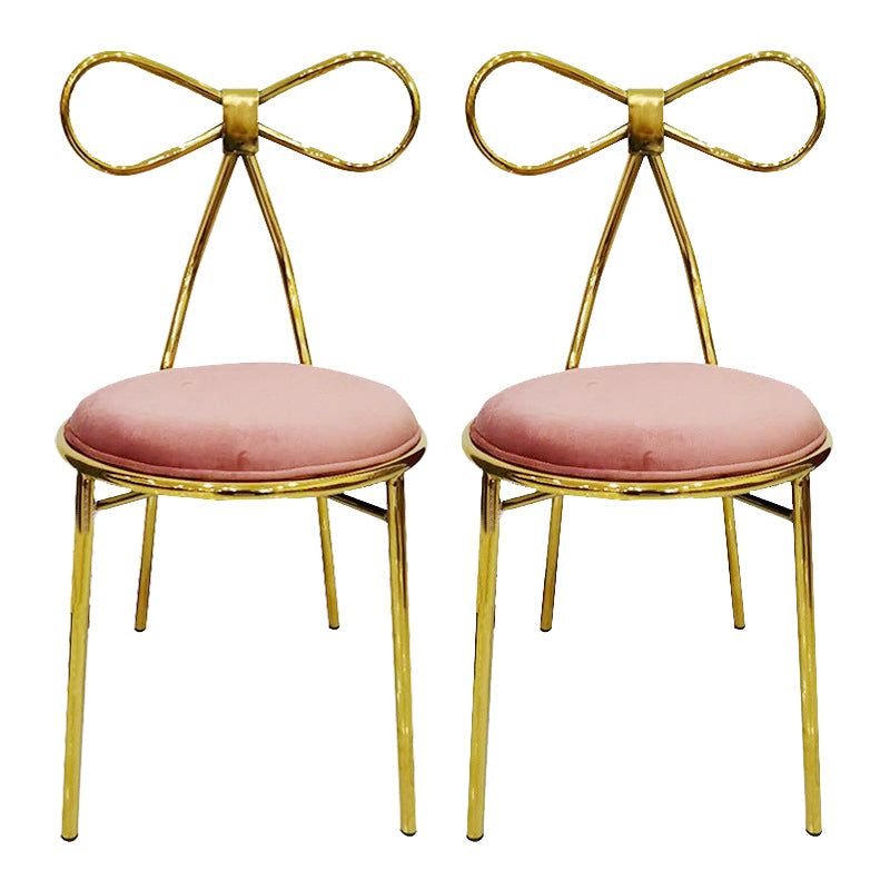 Glam Style Metal Side Chair Open Back Dining Chair with Gold Legs for Home Use Pink 2 Piece Set Clearhalo ' kitchen&dining_furn' 'Dining Chairs' 'Dining Tables & Seating' 'dining_chair' 'furn' 'furn_dining_chair' 'Furniture' 'furniture_dining_chair' 'Kitchen & Dining Furniture' 'kitchen' 3574584