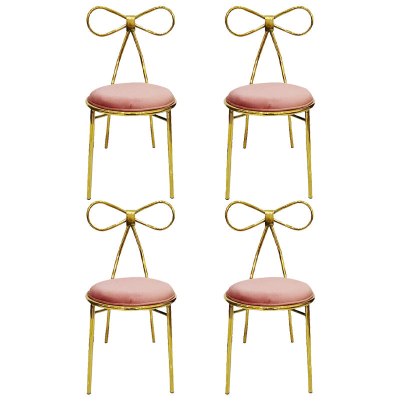 Glam Style Metal Side Chair Open Back Dining Chair with Gold Legs for Home Use Pink 4 Piece Set Clearhalo ' kitchen&dining_furn' 'Dining Chairs' 'Dining Tables & Seating' 'dining_chair' 'furn' 'furn_dining_chair' 'Furniture' 'furniture_dining_chair' 'Kitchen & Dining Furniture' 'kitchen' 3574586