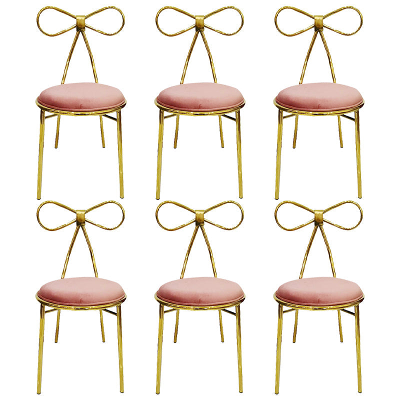 Glam Style Metal Side Chair Open Back Dining Chair with Gold Legs for Home Use Pink 6 Piece Set Clearhalo ' kitchen&dining_furn' 'Dining Chairs' 'Dining Tables & Seating' 'dining_chair' 'furn' 'furn_dining_chair' 'Furniture' 'furniture_dining_chair' 'Kitchen & Dining Furniture' 'kitchen' 3574588