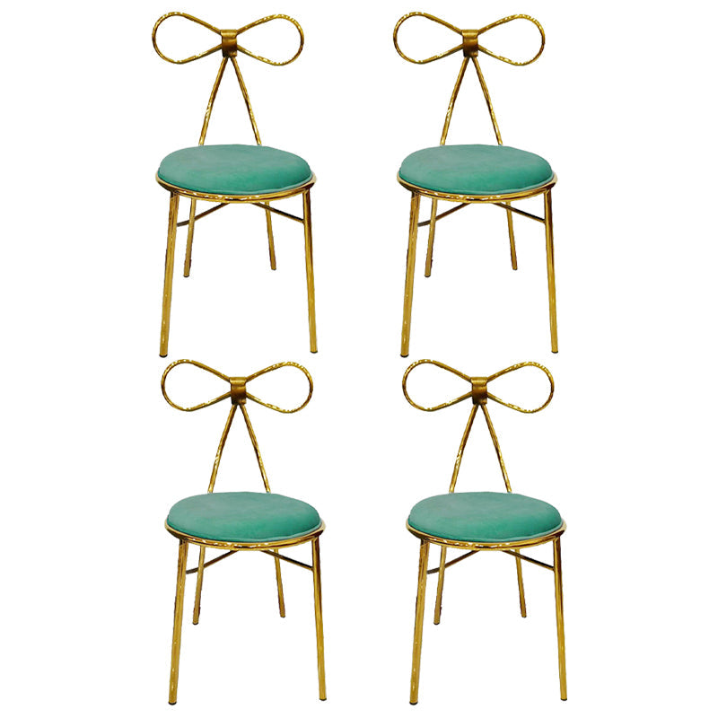 Glam Style Metal Side Chair Open Back Dining Chair with Gold Legs for Home Use Dark Green 4 Piece Set Clearhalo ' kitchen&dining_furn' 'Dining Chairs' 'Dining Tables & Seating' 'dining_chair' 'furn' 'furn_dining_chair' 'Furniture' 'furniture_dining_chair' 'Kitchen & Dining Furniture' 'kitchen' 3574597