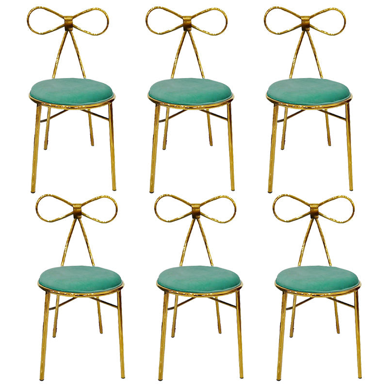 Glam Style Metal Side Chair Open Back Dining Chair with Gold Legs for Home Use Dark Green 6 Piece Set Clearhalo ' kitchen&dining_furn' 'Dining Chairs' 'Dining Tables & Seating' 'dining_chair' 'furn' 'furn_dining_chair' 'Furniture' 'furniture_dining_chair' 'Kitchen & Dining Furniture' 'kitchen' 3574600