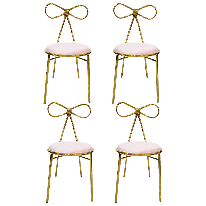 Glam Style Metal Side Chair Open Back Dining Chair with Gold Legs for Home Use Light Pink 4 Piece Set Clearhalo ' kitchen&dining_furn' 'Dining Chairs' 'Dining Tables & Seating' 'dining_chair' 'furn' 'furn_dining_chair' 'Furniture' 'furniture_dining_chair' 'Kitchen & Dining Furniture' 'kitchen' 3574603