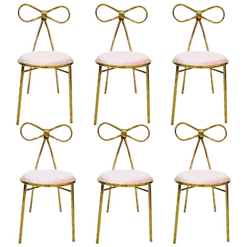 Glam Style Metal Side Chair Open Back Dining Chair with Gold Legs for Home Use Light Pink 6 Piece Set Clearhalo ' kitchen&dining_furn' 'Dining Chairs' 'Dining Tables & Seating' 'dining_chair' 'furn' 'furn_dining_chair' 'Furniture' 'furniture_dining_chair' 'Kitchen & Dining Furniture' 'kitchen' 3574604