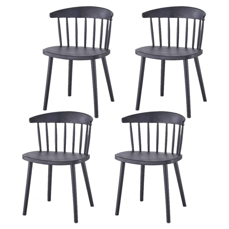 Home Contemporary Side Chair Windsor Back Plastic Dining Room Chair Set Black 4 Piece Set Clearhalo ' kitchen&dining_furn' 'Dining Chairs' 'Dining Tables & Seating' 'dining_chair' 'furn' 'furn_dining_chair' 'Furniture' 'furniture_dining_chair' 'Kitchen & Dining Furniture' 'kitchen' 3574606