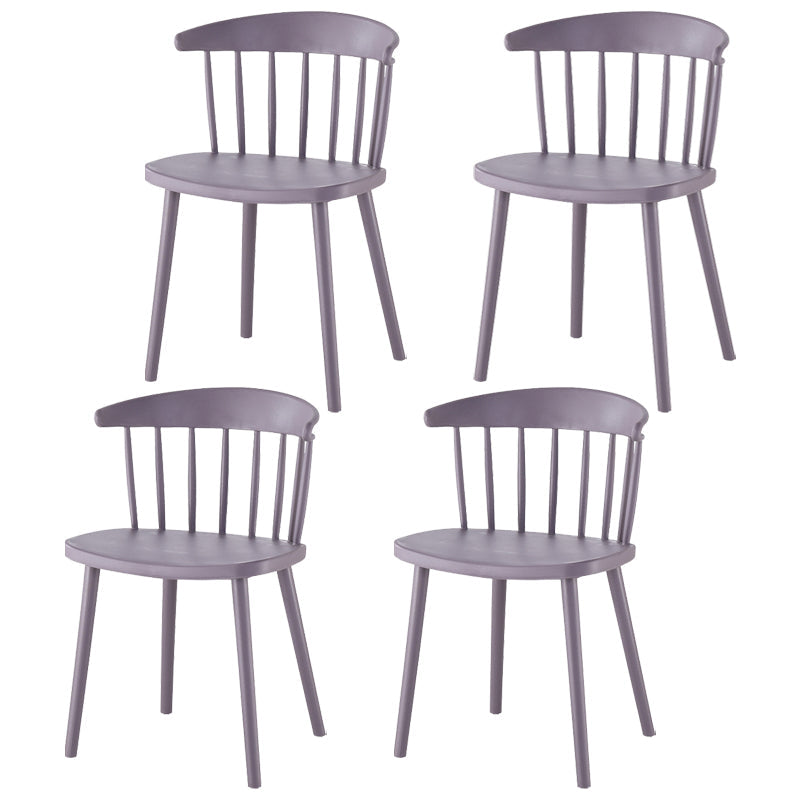 Home Contemporary Side Chair Windsor Back Plastic Dining Room Chair Set Grey 4 Piece Set Clearhalo ' kitchen&dining_furn' 'Dining Chairs' 'Dining Tables & Seating' 'dining_chair' 'furn' 'furn_dining_chair' 'Furniture' 'furniture_dining_chair' 'Kitchen & Dining Furniture' 'kitchen' 3574609