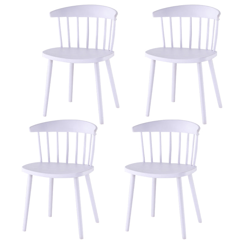 Home Contemporary Side Chair Windsor Back Plastic Dining Room Chair Set White 4 Piece Set Clearhalo ' kitchen&dining_furn' 'Dining Chairs' 'Dining Tables & Seating' 'dining_chair' 'furn' 'furn_dining_chair' 'Furniture' 'furniture_dining_chair' 'Kitchen & Dining Furniture' 'kitchen' 3574613