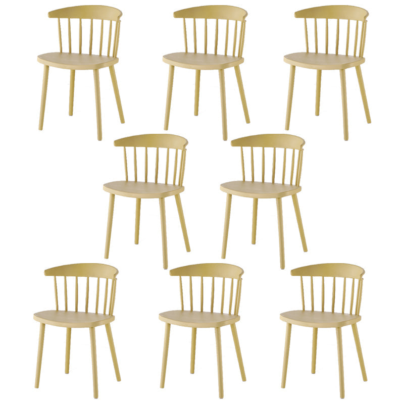 Home Contemporary Side Chair Windsor Back Plastic Dining Room Chair Set Yellow 8 Piece Set Clearhalo ' kitchen&dining_furn' 'Dining Chairs' 'Dining Tables & Seating' 'dining_chair' 'furn' 'furn_dining_chair' 'Furniture' 'furniture_dining_chair' 'Kitchen & Dining Furniture' 'kitchen' 3574627