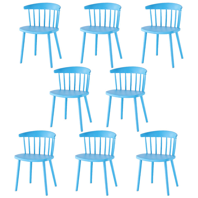 Home Contemporary Side Chair Windsor Back Plastic Dining Room Chair Set Blue 8 Piece Set Clearhalo ' kitchen&dining_furn' 'Dining Chairs' 'Dining Tables & Seating' 'dining_chair' 'furn' 'furn_dining_chair' 'Furniture' 'furniture_dining_chair' 'Kitchen & Dining Furniture' 'kitchen' 3574629