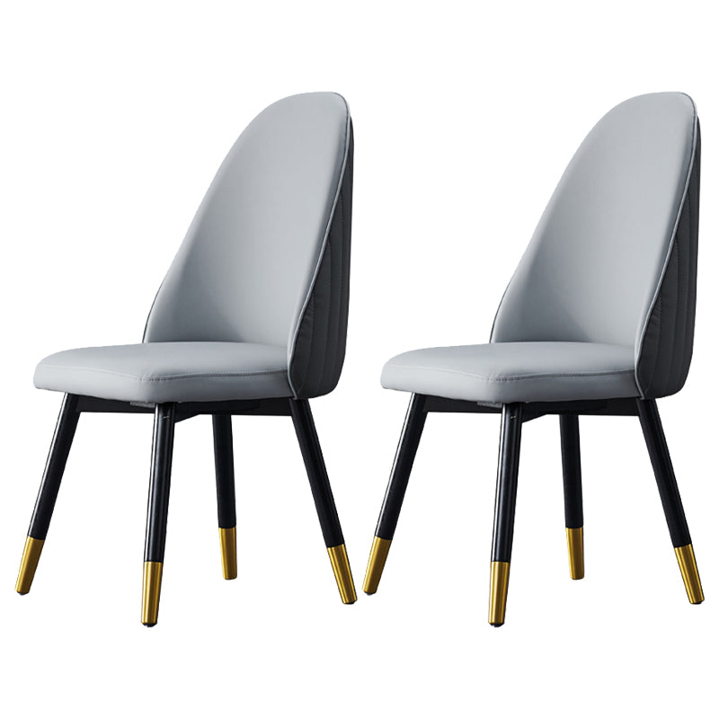 Nordic Glam Style Leather Dining Chair Parsons Chair with Wooden Legs for Kitchen Grey 2 Piece Set Clearhalo ' kitchen&dining_furn' 'Dining Chairs' 'Dining Tables & Seating' 'dining_chair' 'furn' 'furn_dining_chair' 'Furniture' 'furniture_dining_chair' 'Kitchen & Dining Furniture' 'kitchen' 3574633