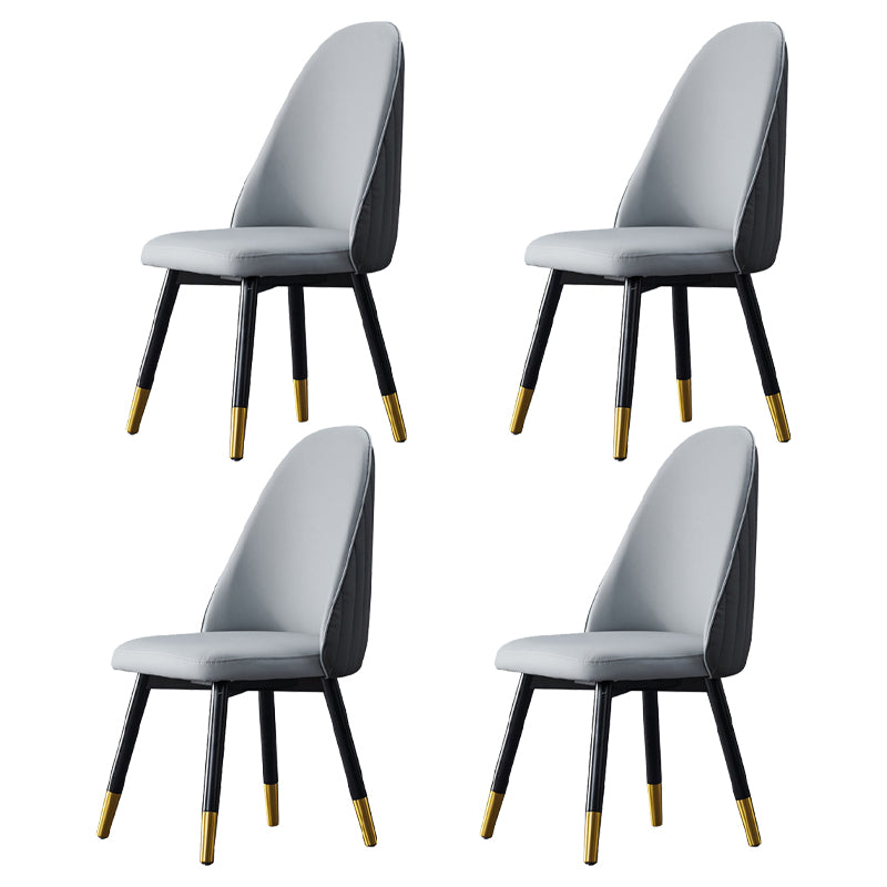 Nordic Glam Style Leather Dining Chair Parsons Chair with Wooden Legs for Kitchen Grey 4 Piece Set Clearhalo ' kitchen&dining_furn' 'Dining Chairs' 'Dining Tables & Seating' 'dining_chair' 'furn' 'furn_dining_chair' 'Furniture' 'furniture_dining_chair' 'Kitchen & Dining Furniture' 'kitchen' 3574635