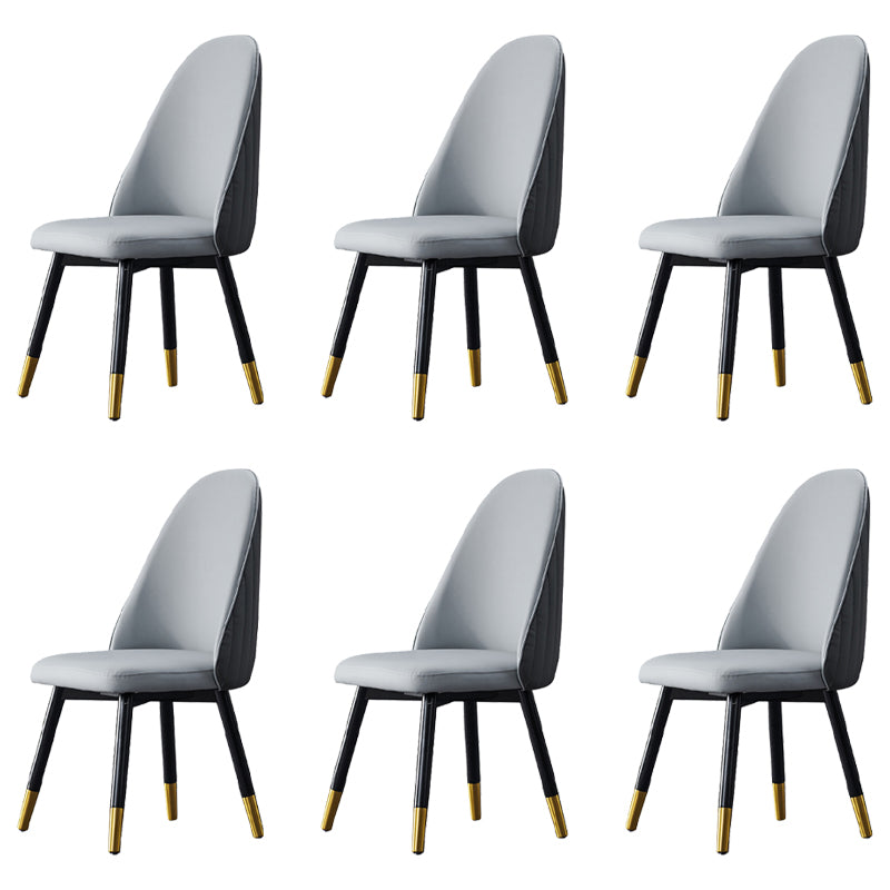 Nordic Glam Style Leather Dining Chair Parsons Chair with Wooden Legs for Kitchen Grey 6 Piece Set Clearhalo ' kitchen&dining_furn' 'Dining Chairs' 'Dining Tables & Seating' 'dining_chair' 'furn' 'furn_dining_chair' 'Furniture' 'furniture_dining_chair' 'Kitchen & Dining Furniture' 'kitchen' 3574636
