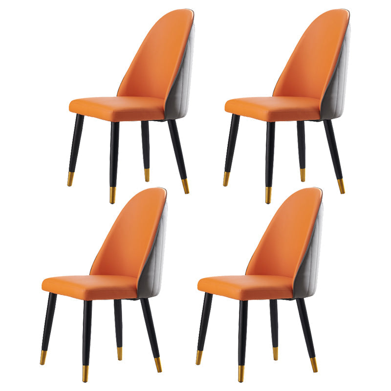 Nordic Glam Style Leather Dining Chair Parsons Chair with Wooden Legs for Kitchen Dark Gray 4 Piece Set Clearhalo ' kitchen&dining_furn' 'Dining Chairs' 'Dining Tables & Seating' 'dining_chair' 'furn' 'furn_dining_chair' 'Furniture' 'furniture_dining_chair' 'Kitchen & Dining Furniture' 'kitchen' 3574640