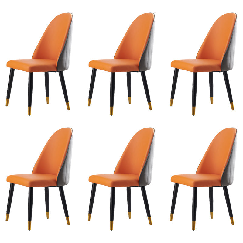 Nordic Glam Style Leather Dining Chair Parsons Chair with Wooden Legs for Kitchen Dark Gray 6 Piece Set Clearhalo ' kitchen&dining_furn' 'Dining Chairs' 'Dining Tables & Seating' 'dining_chair' 'furn' 'furn_dining_chair' 'Furniture' 'furniture_dining_chair' 'Kitchen & Dining Furniture' 'kitchen' 3574642