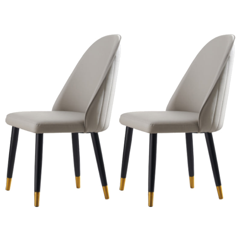 Nordic Glam Style Leather Dining Chair Parsons Chair with Wooden Legs for Kitchen Light Gray 2 Piece Set Clearhalo ' kitchen&dining_furn' 'Dining Chairs' 'Dining Tables & Seating' 'dining_chair' 'furn' 'furn_dining_chair' 'Furniture' 'furniture_dining_chair' 'Kitchen & Dining Furniture' 'kitchen' 3574645