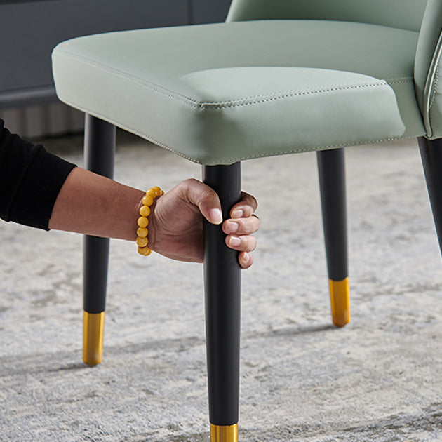 Nordic Glam Style Leather Dining Chair Parsons Chair with Wooden Legs for Kitchen Clearhalo ' kitchen&dining_furn' 'Dining Chairs' 'Dining Tables & Seating' 'dining_chair' 'furn' 'furn_dining_chair' 'Furniture' 'furniture_dining_chair' 'Kitchen & Dining Furniture' 'kitchen' 3574646