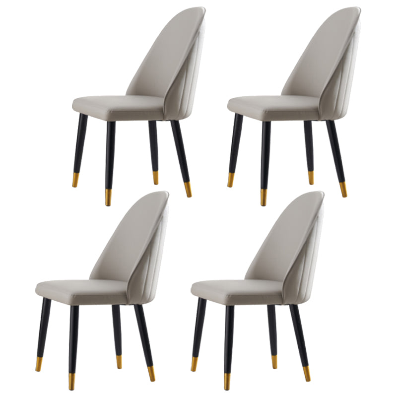 Nordic Glam Style Leather Dining Chair Parsons Chair with Wooden Legs for Kitchen Light Gray 4 Piece Set Clearhalo ' kitchen&dining_furn' 'Dining Chairs' 'Dining Tables & Seating' 'dining_chair' 'furn' 'furn_dining_chair' 'Furniture' 'furniture_dining_chair' 'Kitchen & Dining Furniture' 'kitchen' 3574647