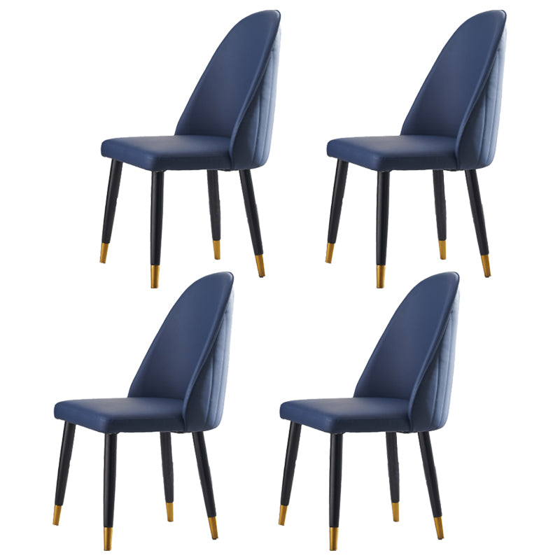Nordic Glam Style Leather Dining Chair Parsons Chair with Wooden Legs for Kitchen Blue 4 Piece Set Clearhalo ' kitchen&dining_furn' 'Dining Chairs' 'Dining Tables & Seating' 'dining_chair' 'furn' 'furn_dining_chair' 'Furniture' 'furniture_dining_chair' 'Kitchen & Dining Furniture' 'kitchen' 3574652