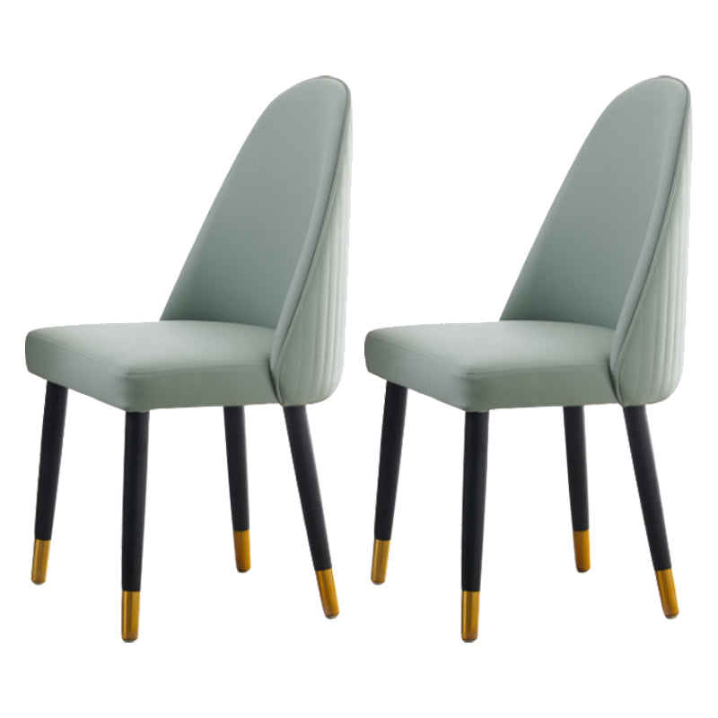 Nordic Glam Style Leather Dining Chair Parsons Chair with Wooden Legs for Kitchen Light Green 2 Piece Set Clearhalo ' kitchen&dining_furn' 'Dining Chairs' 'Dining Tables & Seating' 'dining_chair' 'furn' 'furn_dining_chair' 'Furniture' 'furniture_dining_chair' 'Kitchen & Dining Furniture' 'kitchen' 3574656