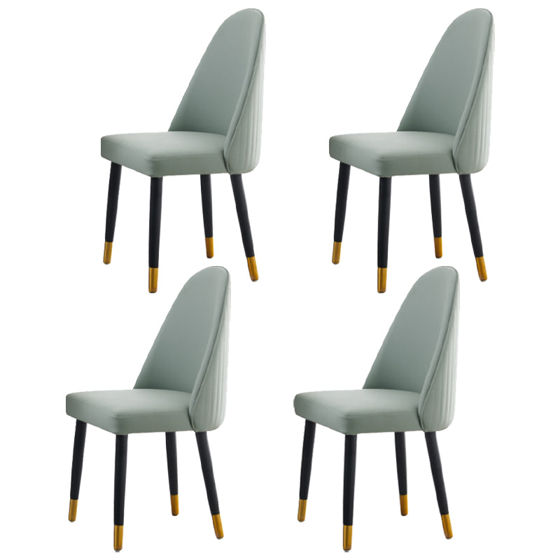 Nordic Glam Style Leather Dining Chair Parsons Chair with Wooden Legs for Kitchen Light Green 4 Piece Set Clearhalo ' kitchen&dining_furn' 'Dining Chairs' 'Dining Tables & Seating' 'dining_chair' 'furn' 'furn_dining_chair' 'Furniture' 'furniture_dining_chair' 'Kitchen & Dining Furniture' 'kitchen' 3574657