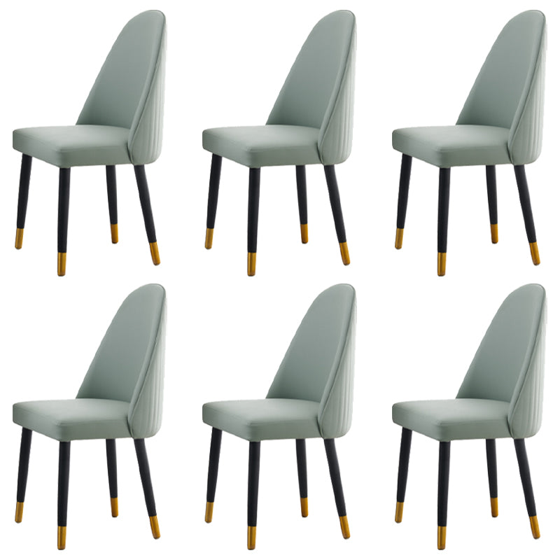 Nordic Glam Style Leather Dining Chair Parsons Chair with Wooden Legs for Kitchen Light Green 6 Piece Set Clearhalo ' kitchen&dining_furn' 'Dining Chairs' 'Dining Tables & Seating' 'dining_chair' 'furn' 'furn_dining_chair' 'Furniture' 'furniture_dining_chair' 'Kitchen & Dining Furniture' 'kitchen' 3574658