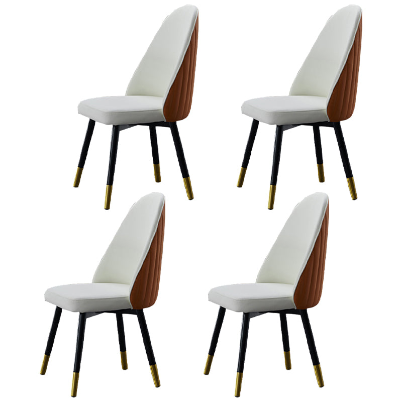 Nordic Glam Style Leather Dining Chair Parsons Chair with Wooden Legs for Kitchen Coffee 4 Piece Set Clearhalo ' kitchen&dining_furn' 'Dining Chairs' 'Dining Tables & Seating' 'dining_chair' 'furn' 'furn_dining_chair' 'Furniture' 'furniture_dining_chair' 'Kitchen & Dining Furniture' 'kitchen' 3574660