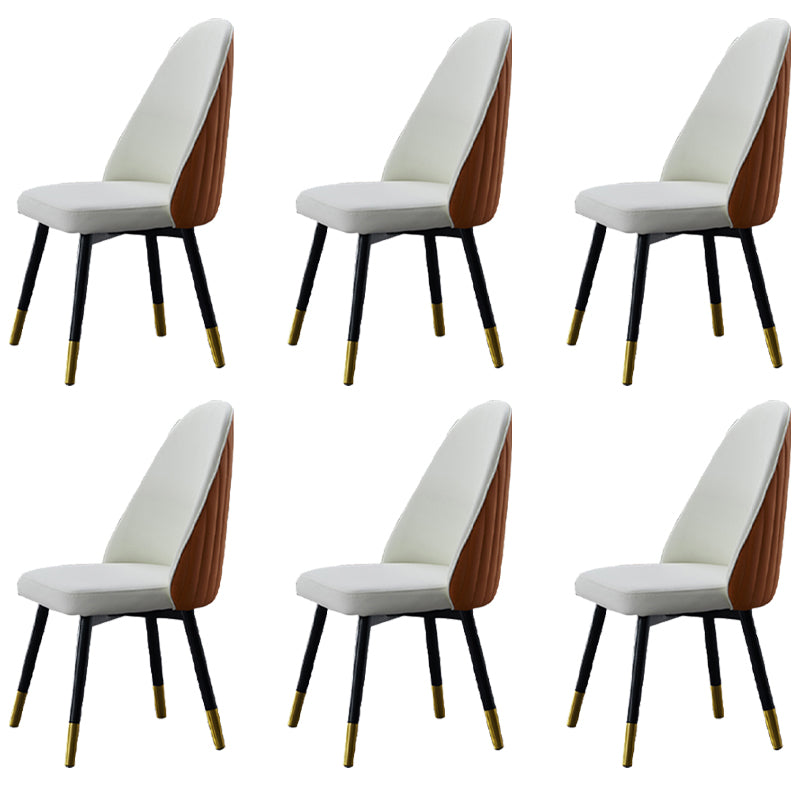 Nordic Glam Style Leather Dining Chair Parsons Chair with Wooden Legs for Kitchen Coffee 6 Piece Set Clearhalo ' kitchen&dining_furn' 'Dining Chairs' 'Dining Tables & Seating' 'dining_chair' 'furn' 'furn_dining_chair' 'Furniture' 'furniture_dining_chair' 'Kitchen & Dining Furniture' 'kitchen' 3574661