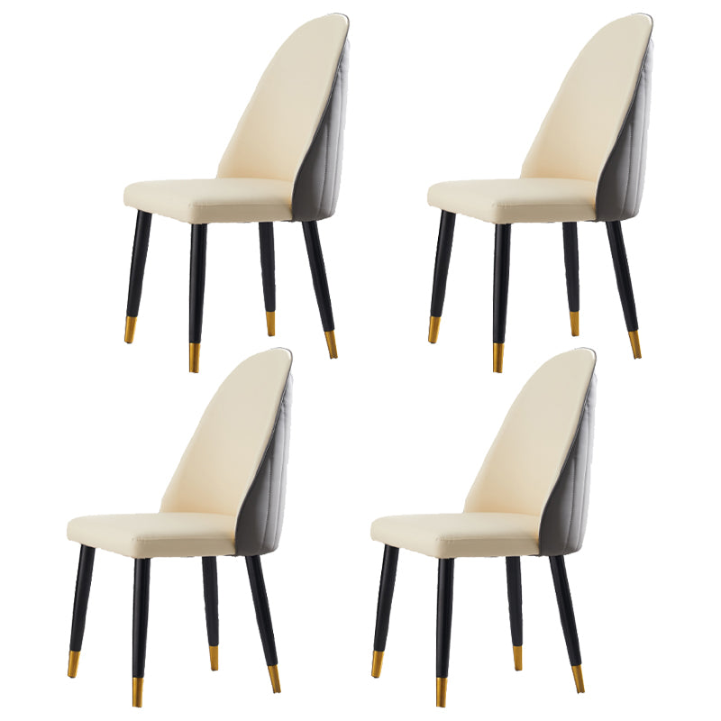 Nordic Glam Style Leather Dining Chair Parsons Chair with Wooden Legs for Kitchen Beige 4 Piece Set Clearhalo ' kitchen&dining_furn' 'Dining Chairs' 'Dining Tables & Seating' 'dining_chair' 'furn' 'furn_dining_chair' 'Furniture' 'furniture_dining_chair' 'Kitchen & Dining Furniture' 'kitchen' 3574663