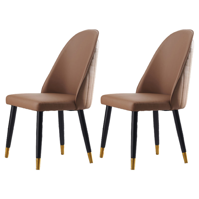 Nordic Glam Style Leather Dining Chair Parsons Chair with Wooden Legs for Kitchen Dark Khaki 2 Piece Set Clearhalo ' kitchen&dining_furn' 'Dining Chairs' 'Dining Tables & Seating' 'dining_chair' 'furn' 'furn_dining_chair' 'Furniture' 'furniture_dining_chair' 'Kitchen & Dining Furniture' 'kitchen' 3574665