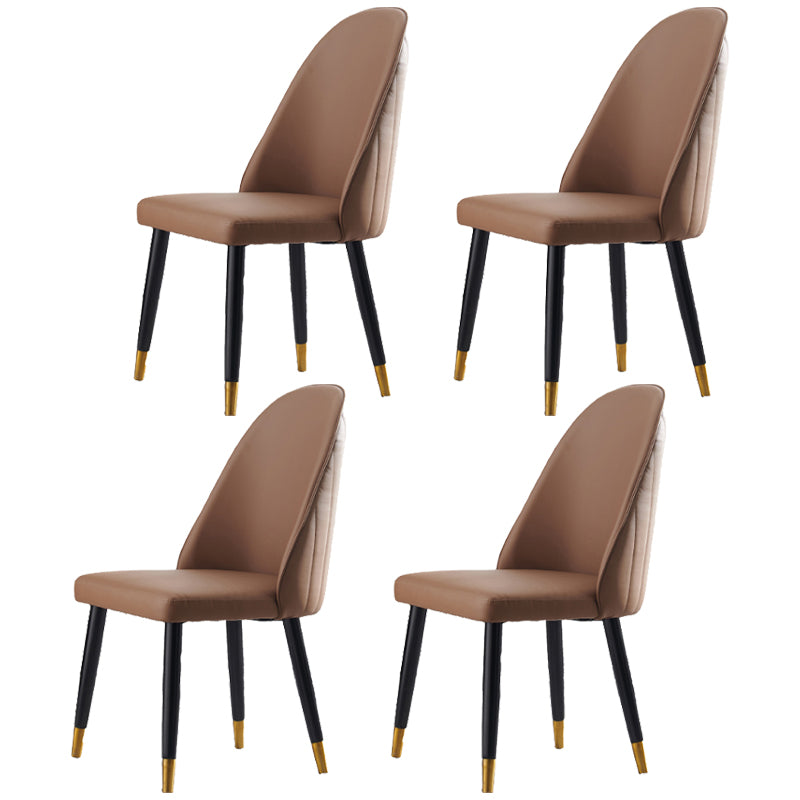 Nordic Glam Style Leather Dining Chair Parsons Chair with Wooden Legs for Kitchen Dark Khaki 4 Piece Set Clearhalo ' kitchen&dining_furn' 'Dining Chairs' 'Dining Tables & Seating' 'dining_chair' 'furn' 'furn_dining_chair' 'Furniture' 'furniture_dining_chair' 'Kitchen & Dining Furniture' 'kitchen' 3574666