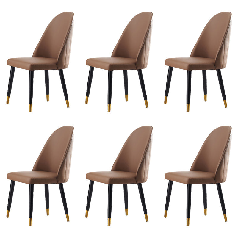 Nordic Glam Style Leather Dining Chair Parsons Chair with Wooden Legs for Kitchen Dark Khaki 6 Piece Set Clearhalo ' kitchen&dining_furn' 'Dining Chairs' 'Dining Tables & Seating' 'dining_chair' 'furn' 'furn_dining_chair' 'Furniture' 'furniture_dining_chair' 'Kitchen & Dining Furniture' 'kitchen' 3574667