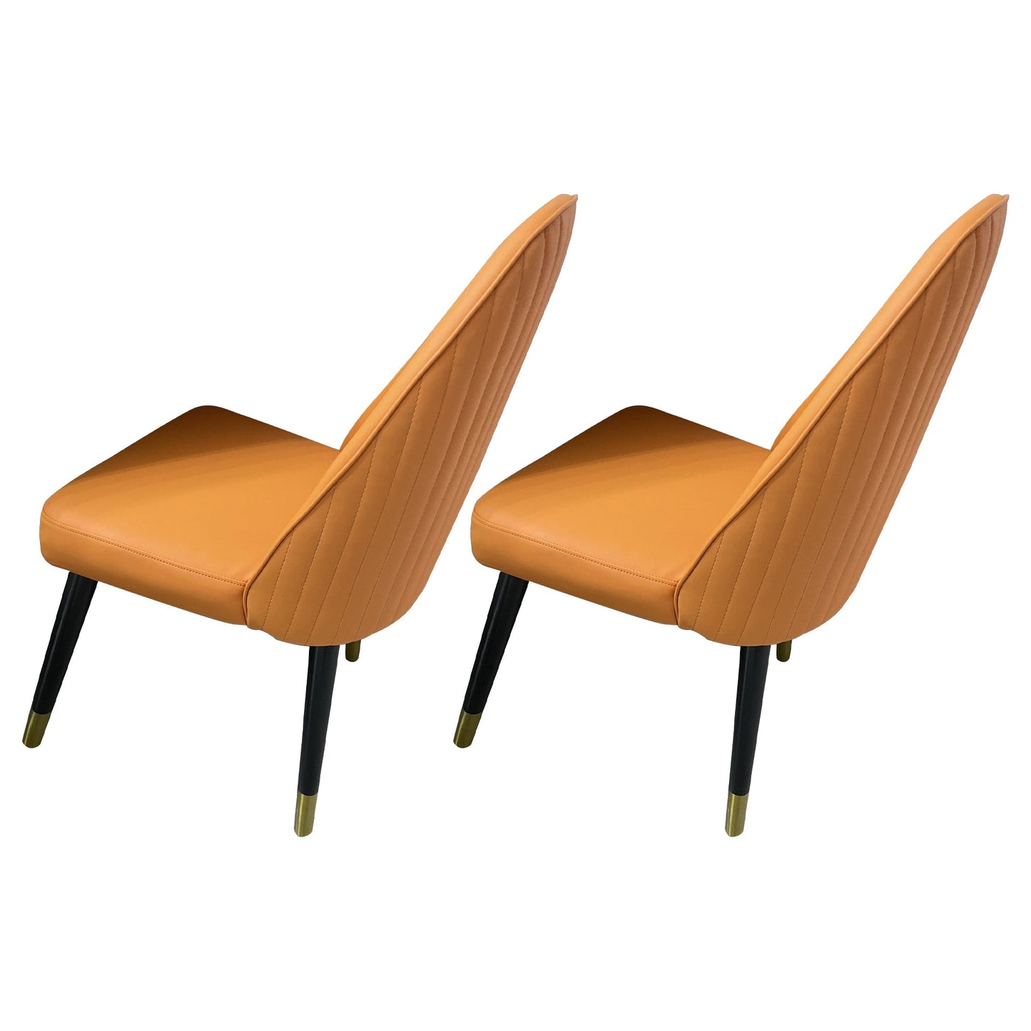 Nordic Glam Style Leather Dining Chair Parsons Chair with Wooden Legs for Kitchen Orange 2 Piece Set Clearhalo ' kitchen&dining_furn' 'Dining Chairs' 'Dining Tables & Seating' 'dining_chair' 'furn' 'furn_dining_chair' 'Furniture' 'furniture_dining_chair' 'Kitchen & Dining Furniture' 'kitchen' 3574668