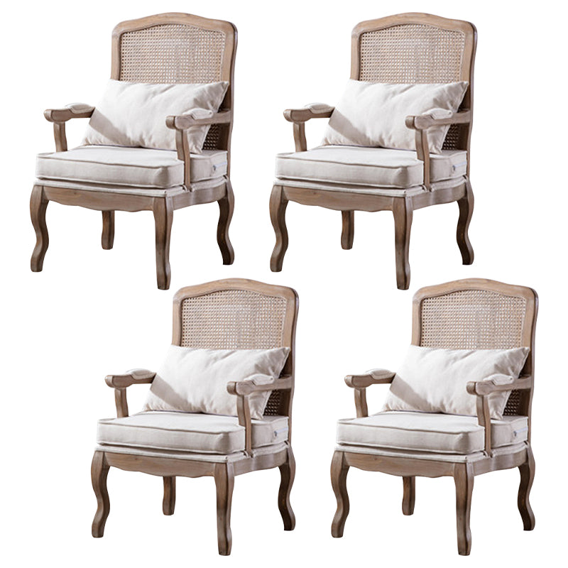 Country Style Dining Arm Chair Solid Back Chair with 4 Wood Legs for Home Use Off-White 4 Piece Set Clearhalo ' kitchen&dining_furn' 'Dining Chairs' 'Dining Tables & Seating' 'dining_chair' 'furn' 'furn_dining_chair' 'Furniture' 'furniture_dining_chair' 'Kitchen & Dining Furniture' 'kitchen' 3574691