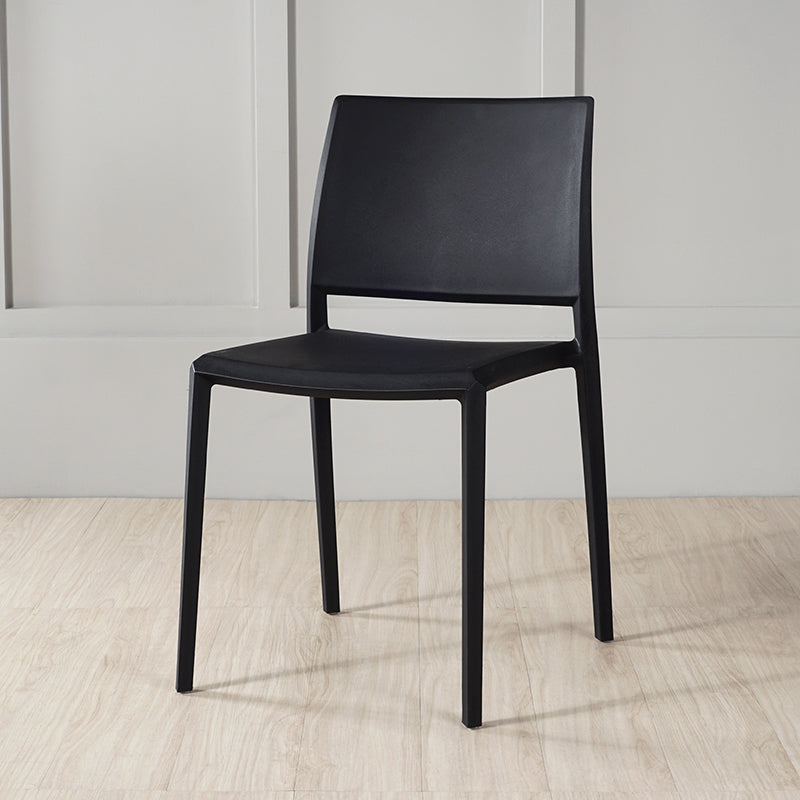 Nordic Style Armless Plastic Dining Room Chairs Open Back Dining Side Chair Black 1 Piece Clearhalo ' kitchen&dining_furn' 'Dining Chairs' 'Dining Tables & Seating' 'dining_chair' 'furn' 'furn_dining_chair' 'Furniture' 'furniture_dining_chair' 'Kitchen & Dining Furniture' 'kitchen' 3574693