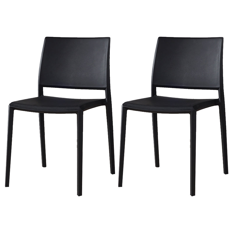 Nordic Style Armless Plastic Dining Room Chairs Open Back Dining Side Chair Black 2 Piece Set Clearhalo ' kitchen&dining_furn' 'Dining Chairs' 'Dining Tables & Seating' 'dining_chair' 'furn' 'furn_dining_chair' 'Furniture' 'furniture_dining_chair' 'Kitchen & Dining Furniture' 'kitchen' 3574694