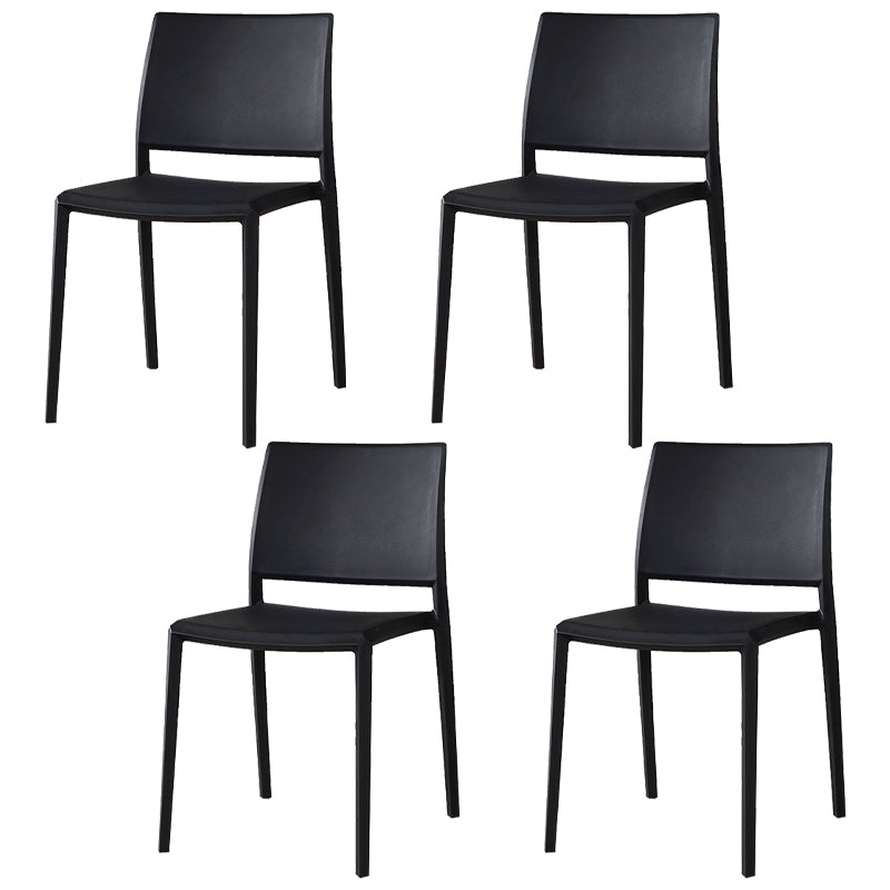 Nordic Style Armless Plastic Dining Room Chairs Open Back Dining Side Chair Black 4 Piece Set Clearhalo ' kitchen&dining_furn' 'Dining Chairs' 'Dining Tables & Seating' 'dining_chair' 'furn' 'furn_dining_chair' 'Furniture' 'furniture_dining_chair' 'Kitchen & Dining Furniture' 'kitchen' 3574696