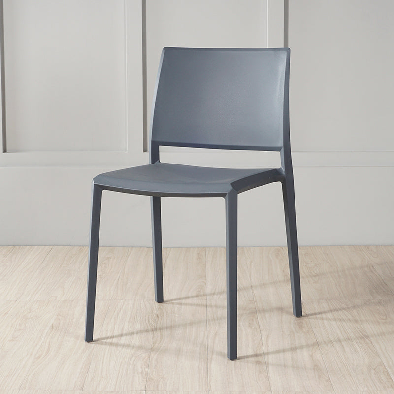 Nordic Style Armless Plastic Dining Room Chairs Open Back Dining Side Chair Dark Gray 1 Piece Clearhalo ' kitchen&dining_furn' 'Dining Chairs' 'Dining Tables & Seating' 'dining_chair' 'furn' 'furn_dining_chair' 'Furniture' 'furniture_dining_chair' 'Kitchen & Dining Furniture' 'kitchen' 3574705