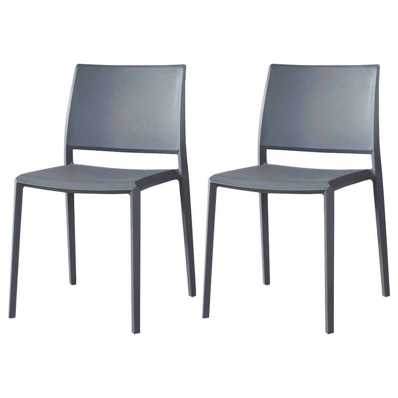 Nordic Style Armless Plastic Dining Room Chairs Open Back Dining Side Chair Dark Gray 2 Piece Set Clearhalo ' kitchen&dining_furn' 'Dining Chairs' 'Dining Tables & Seating' 'dining_chair' 'furn' 'furn_dining_chair' 'Furniture' 'furniture_dining_chair' 'Kitchen & Dining Furniture' 'kitchen' 3574706