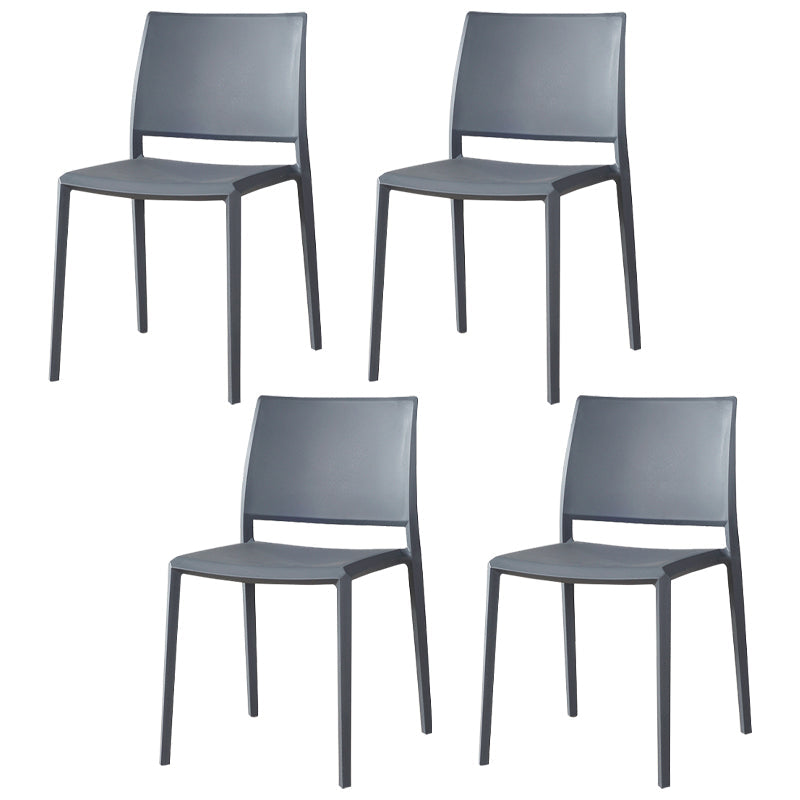 Nordic Style Armless Plastic Dining Room Chairs Open Back Dining Side Chair Dark Gray 4 Piece Set Clearhalo ' kitchen&dining_furn' 'Dining Chairs' 'Dining Tables & Seating' 'dining_chair' 'furn' 'furn_dining_chair' 'Furniture' 'furniture_dining_chair' 'Kitchen & Dining Furniture' 'kitchen' 3574709
