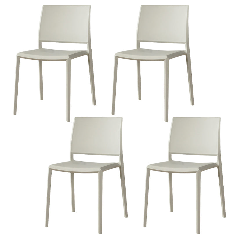 Nordic Style Armless Plastic Dining Room Chairs Open Back Dining Side Chair Light Gray 4 Piece Set Clearhalo ' kitchen&dining_furn' 'Dining Chairs' 'Dining Tables & Seating' 'dining_chair' 'furn' 'furn_dining_chair' 'Furniture' 'furniture_dining_chair' 'Kitchen & Dining Furniture' 'kitchen' 3574714
